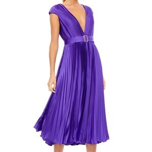 Ieena for MacDuggal purple pleated dress